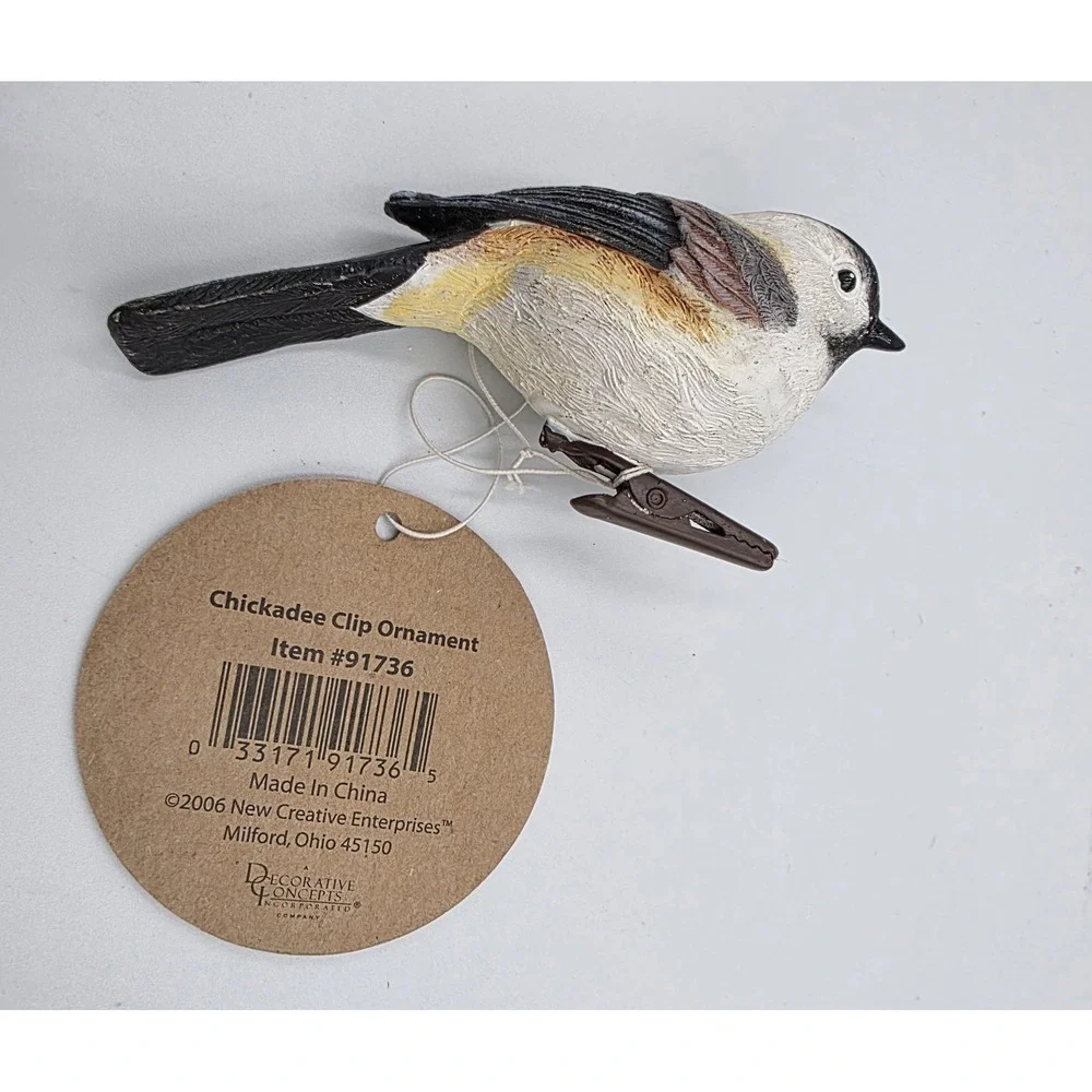 NEW 2006 New Creative Chickadee‎ Bird ClipOn Christmas Ornament Brown Resin Bird